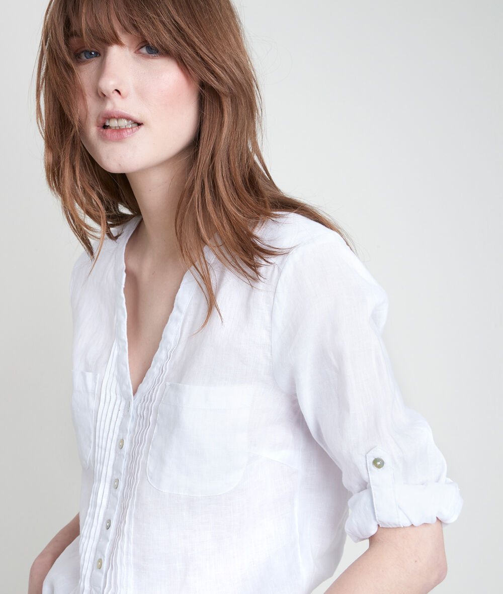 Roma white linen shirt white.