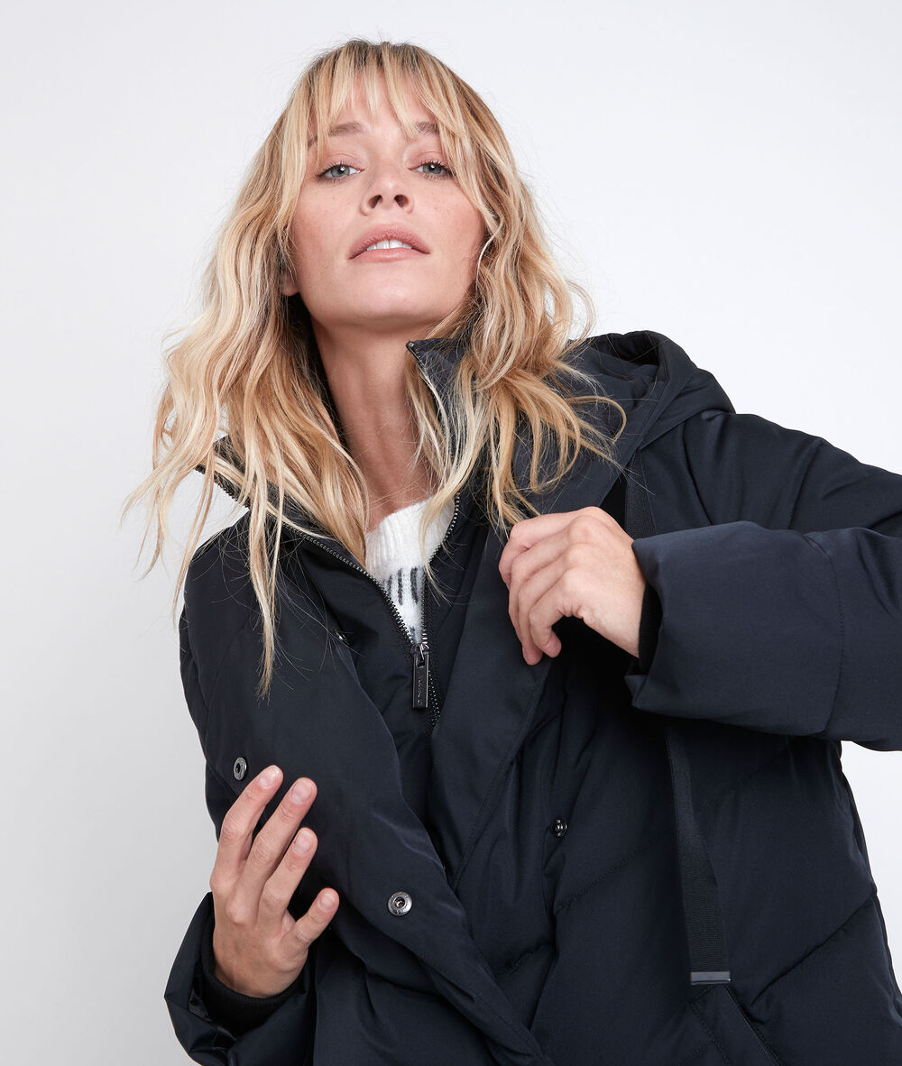 Lison black hooded down jacket noir.