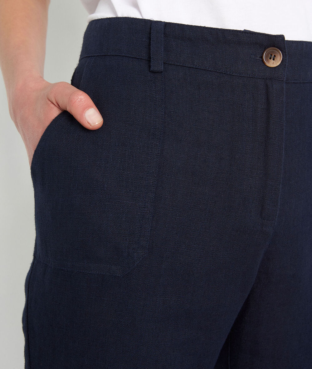 NALLA navy linen straight cut trousers PhotoZ | 1-2-3