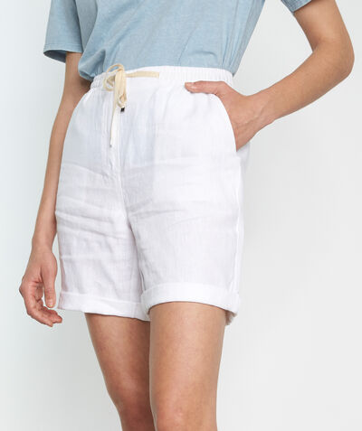 Soanne white certified linen tie shorts PhotoZ | 1-2-3