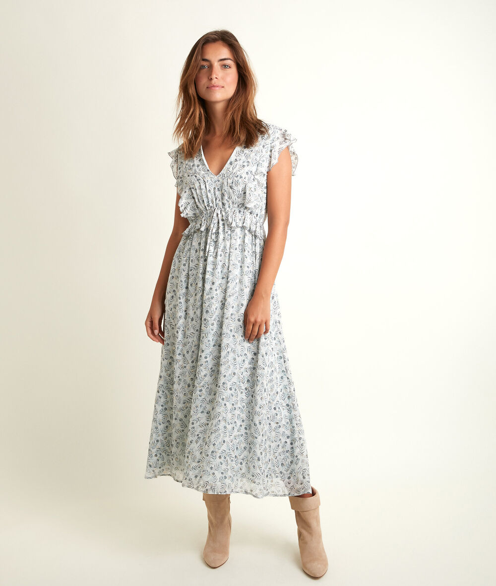 Nora long printed dress celadon.