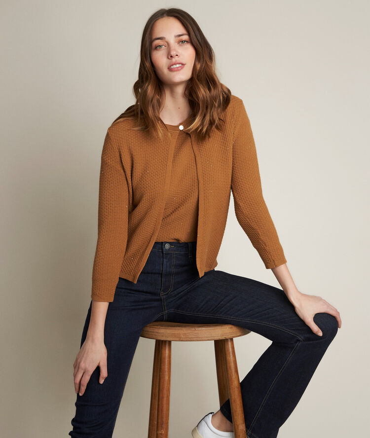 Davina tobacco pullover with sequins guava.