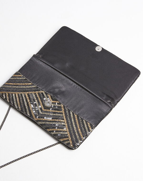 Idéal sequinned black clutch bag black.