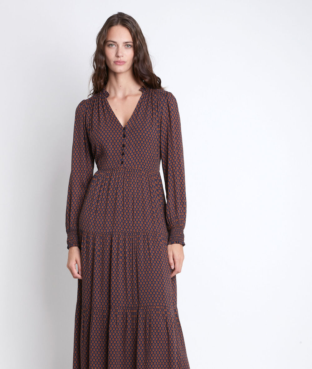 Nada bis long printed dress marine.