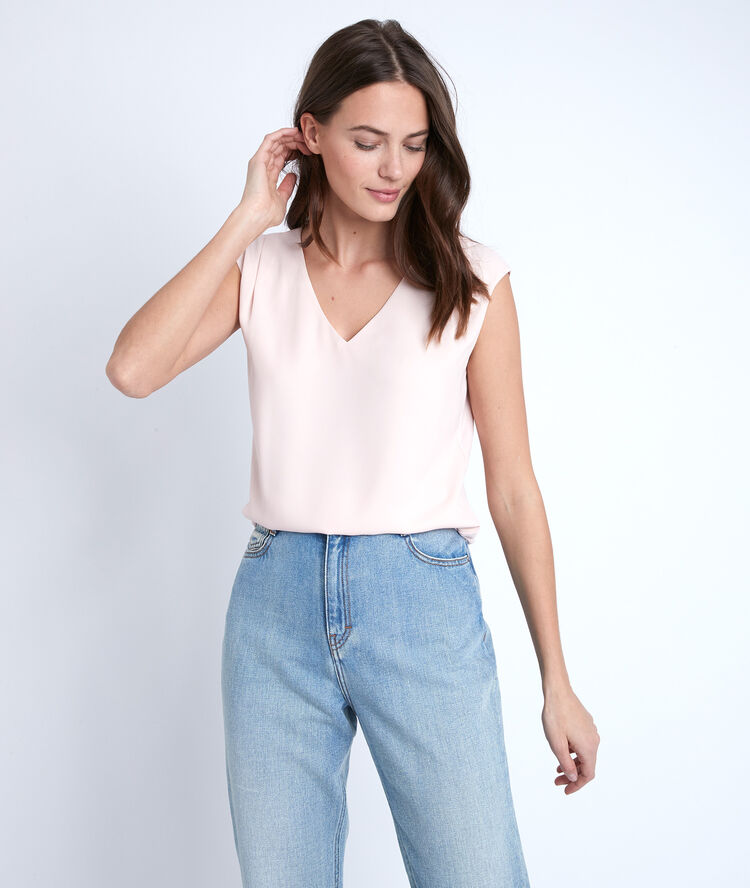 Neptune nude dual-material blouse nude.