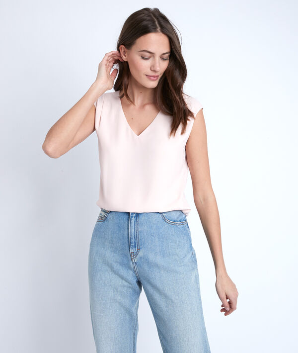 Neptune nude dual-material blouse | 1-2-3 Neptune nude dual-material blouse PhotoZ | 1-2-3