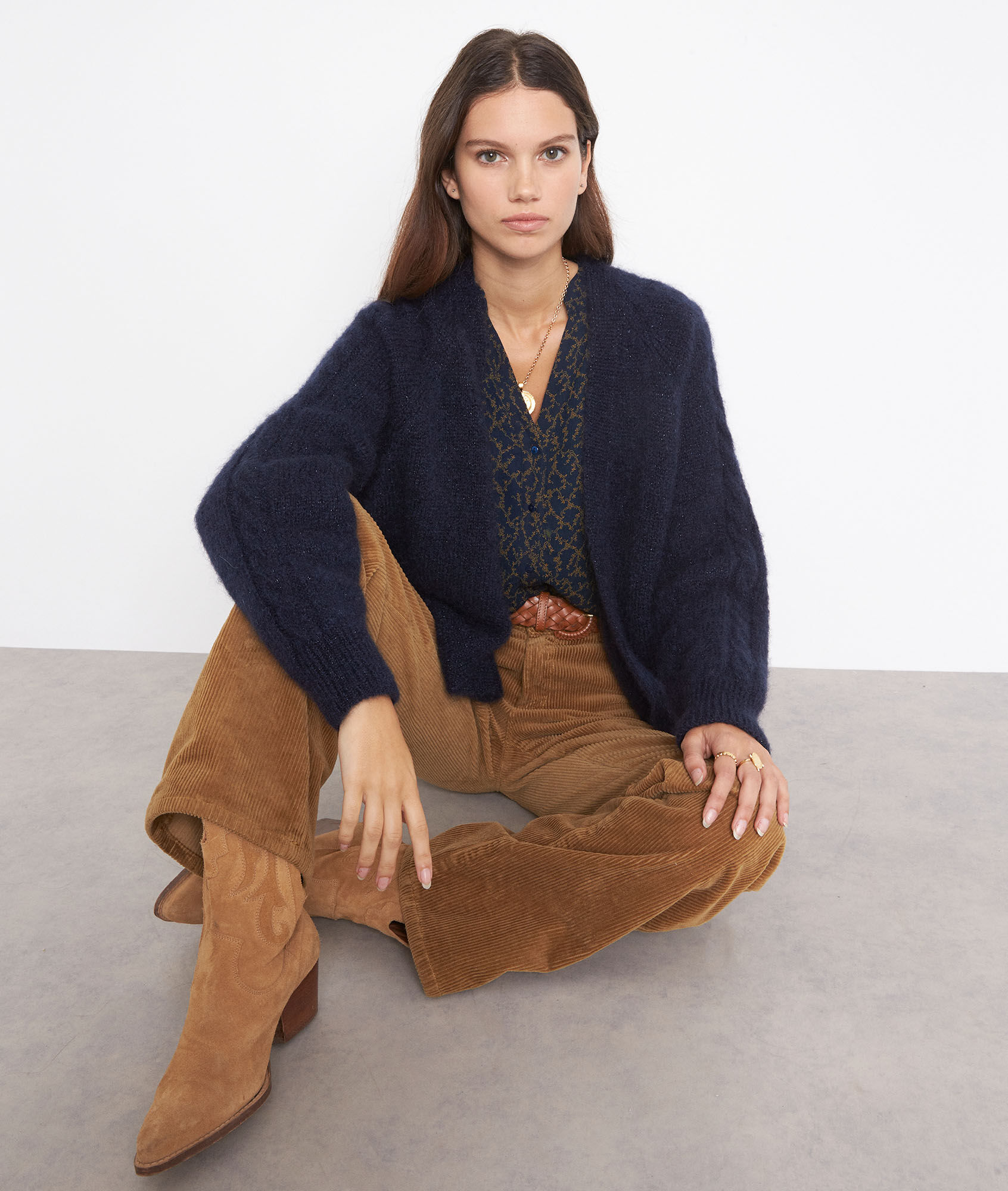 navy mohair cardigan