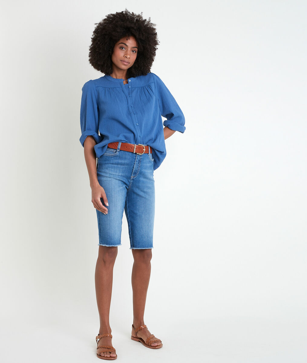 Tobby blue cotton blouse | 1-2-3 Tobby blue cotton blouse PhotoZ | 1-2-3