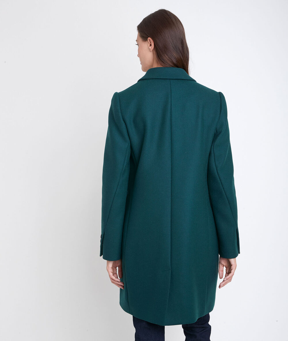 Plume straight emerald wool coat emeraude.