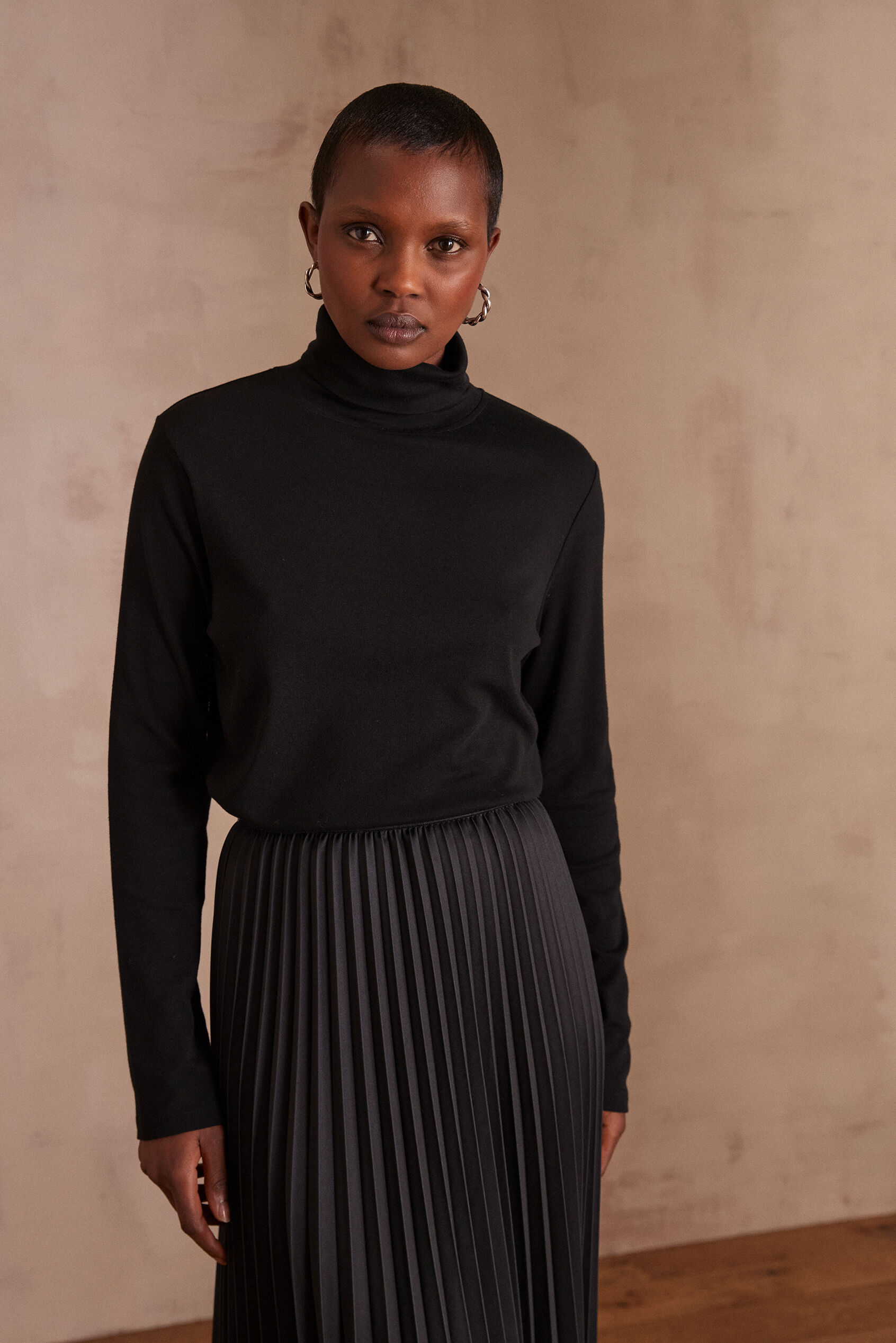 Ferguie black cotton polo-neck T-shirt 