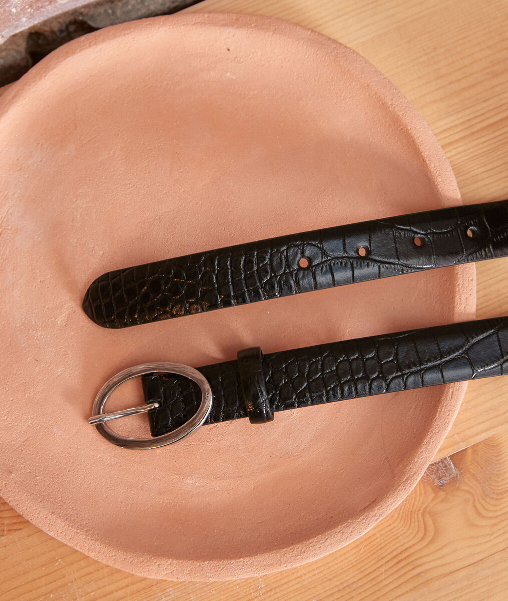 Erika black croc-effect leather belt | 1-2-3 Erika black croc-effect leather belt PhotoZ | 1-2-3