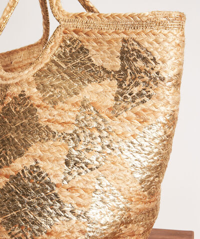Jean basket bag with geometric gold print PhotoZ | 1-2-3