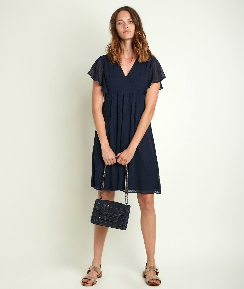 Calissa navy plumetis dress navy blue.