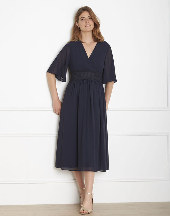 Helene navy wrap-over macramé dress | 1-2-3 Helene navy wrap-over macramé dress PhotoZ | 1-2-3
