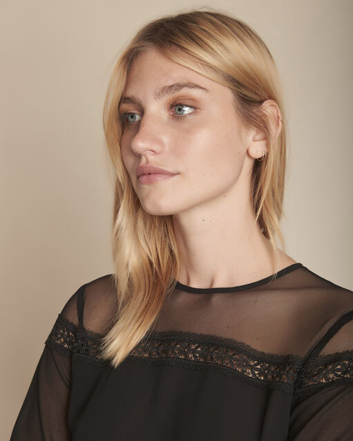Renee black dress with transparent and lace details (2) - Maison 123