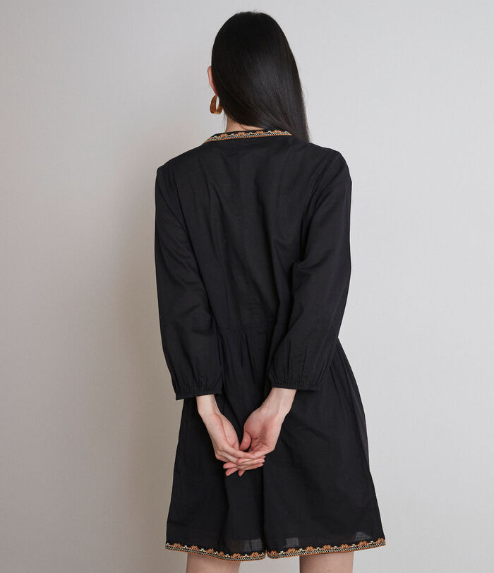 Georgina short black embroidered cotton dress PhotoZ | 1-2-3