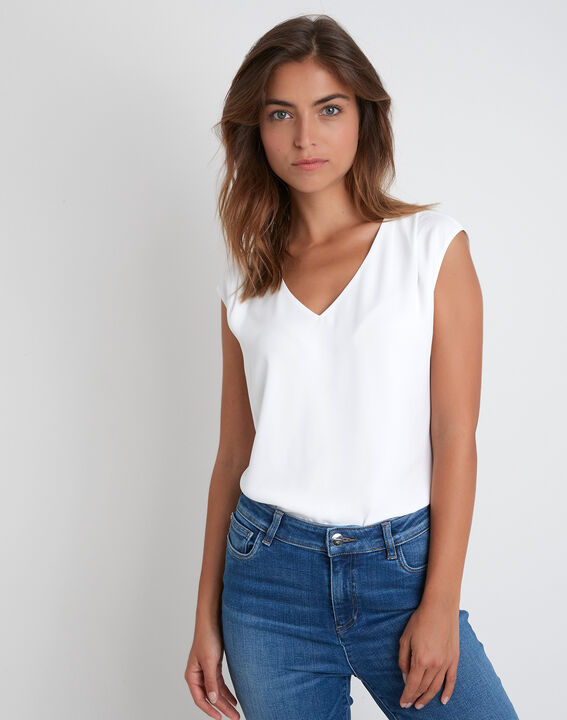 Neptune ecru V-neck blouse | 1-2-3 Neptune ecru V-neck blouse PhotoZ | 1-2-3