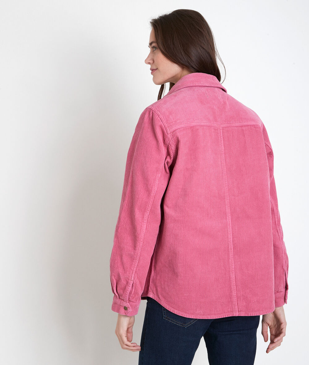 Perle pink corduroy over-shirt rose.