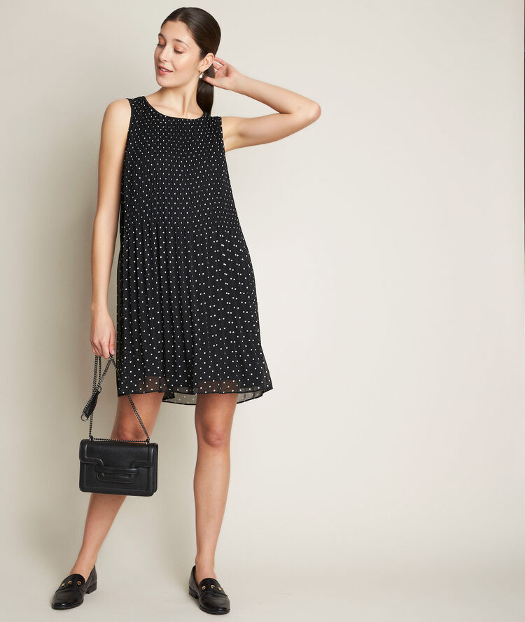 Carlota pleated polka dot dress noir.