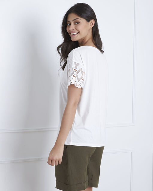 Podgorica ecru lace sleeve t-shirt ecru.