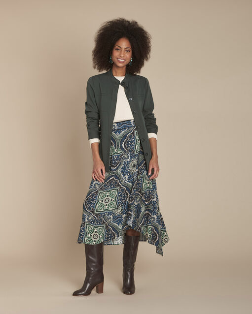 Kashmir navy paisley print wrap skirt (2) - Maison 123