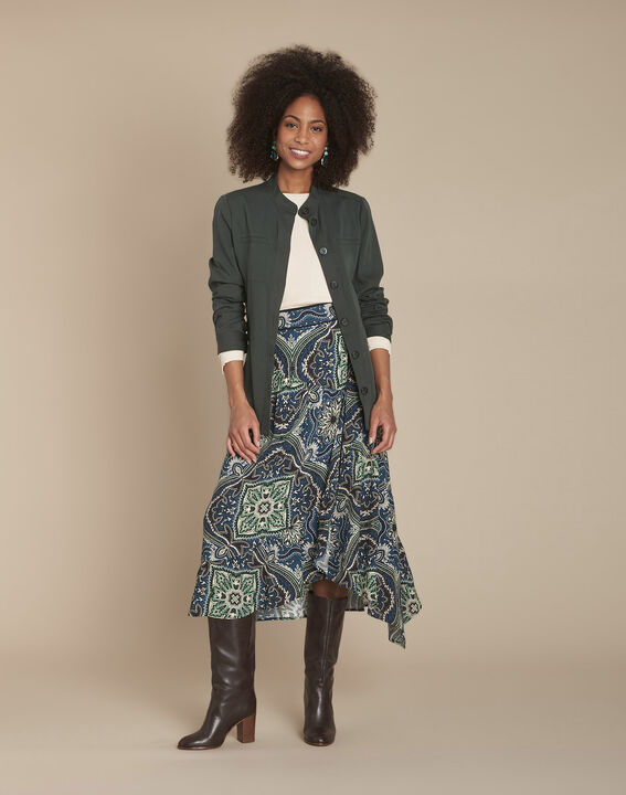 Kashmir navy paisley print wrap skirt | 1-2-3 Kashmir navy paisley print wrap skirt PhotoZ | 1-2-3
