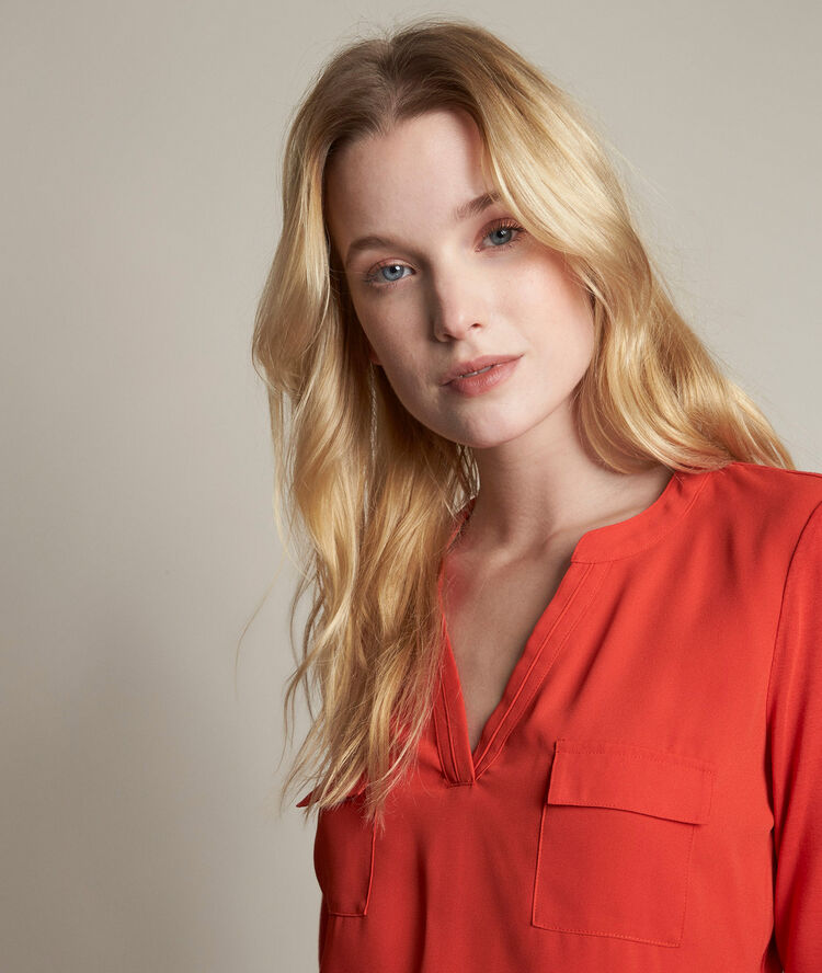 Genna orange two-fabric blouse vibrant orange.