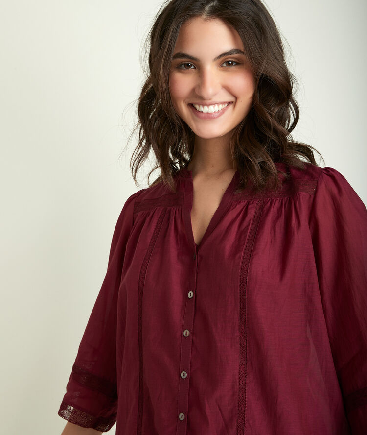 Erna embroidered blouse garnet.