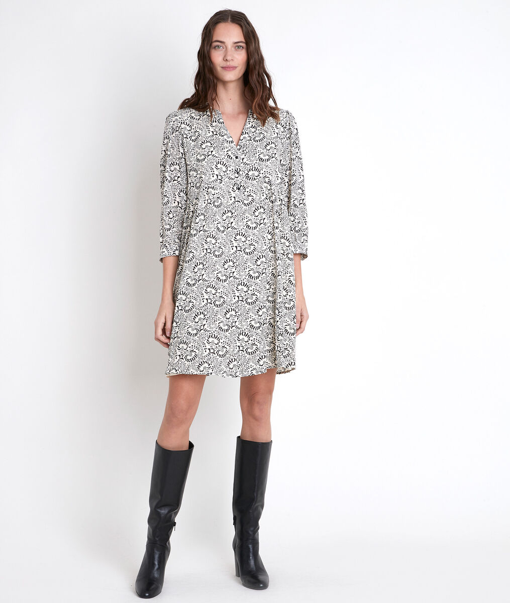 CALYPSO ecru printed dress | 1-2-3 CALYPSO ecru printed dress PhotoZ | 1-2-3