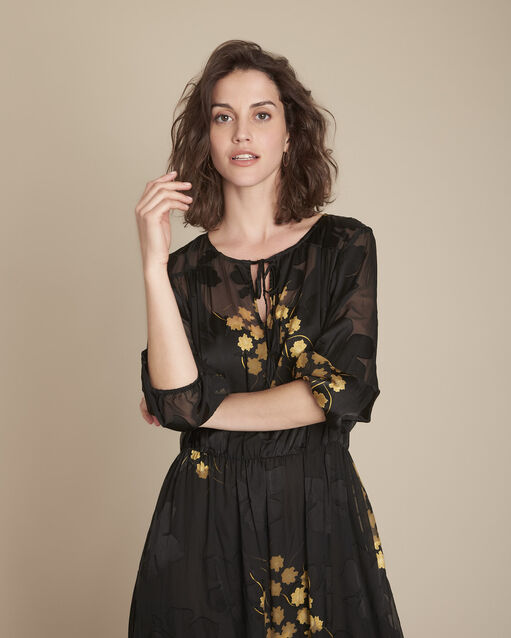 Rena long black devoré print dress (2) - Maison 123