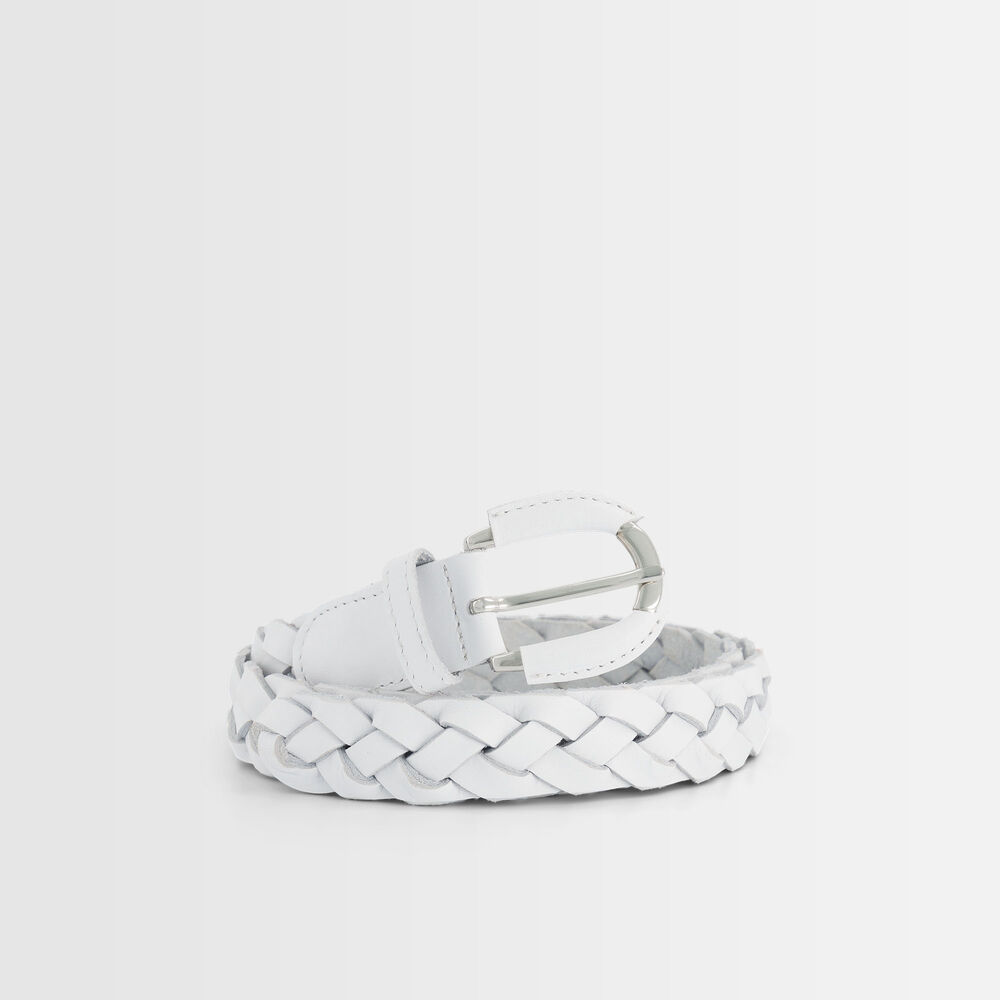 Swan white leather braid belt blanc.