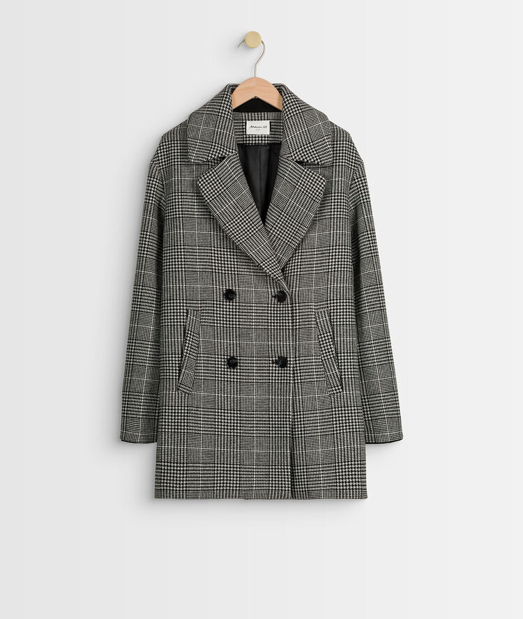 Oprah 3/4-length checked coat chine clair.