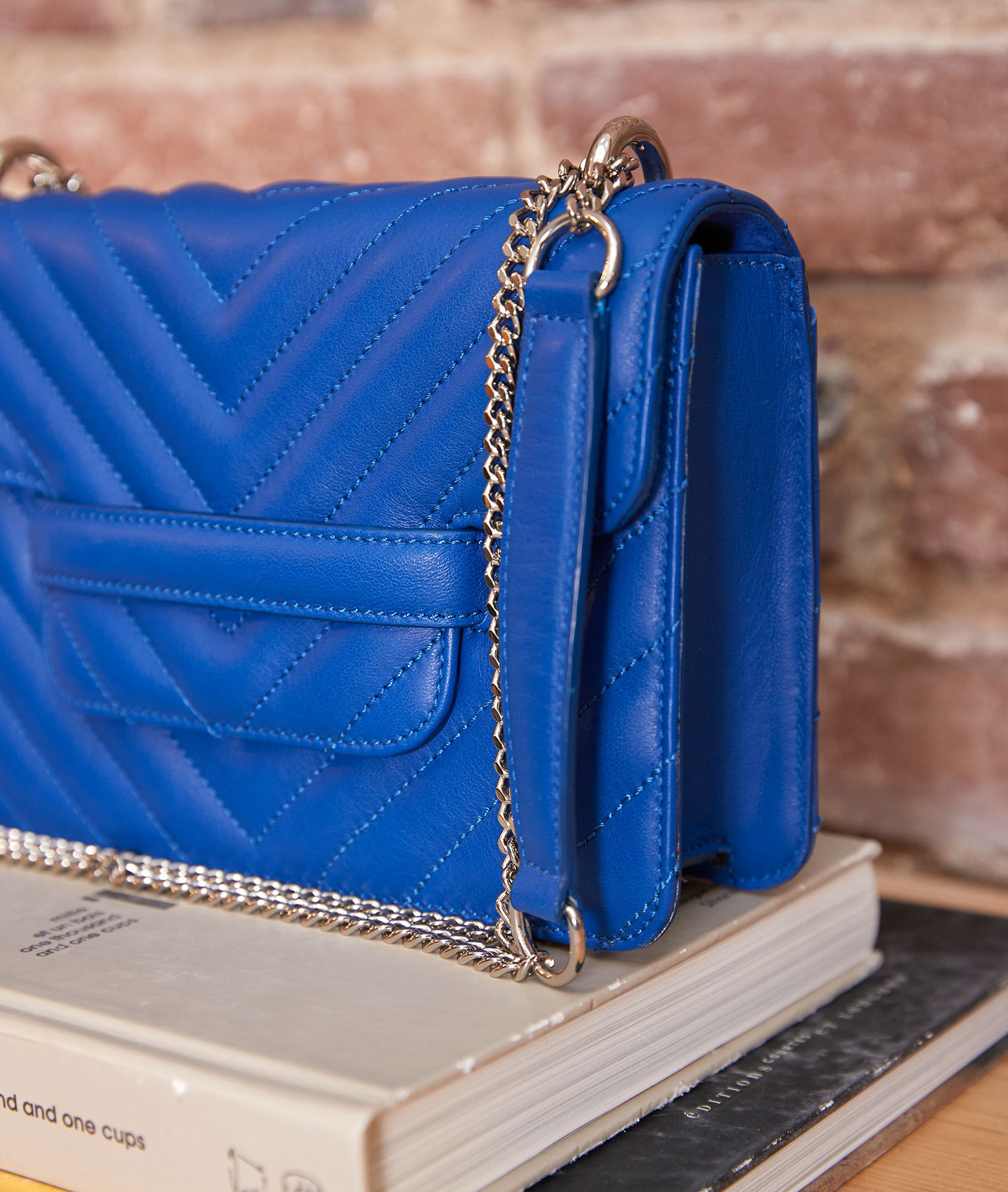 blue quilted bag