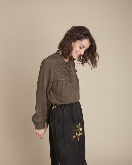 Moulin khaki pussy bow lace blouse (1) - Maison 123