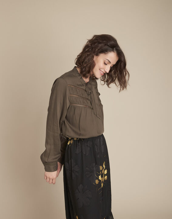 Moulin khaki pussy bow lace blouse | 1-2-3 Moulin khaki pussy bow lace blouse PhotoZ | 1-2-3