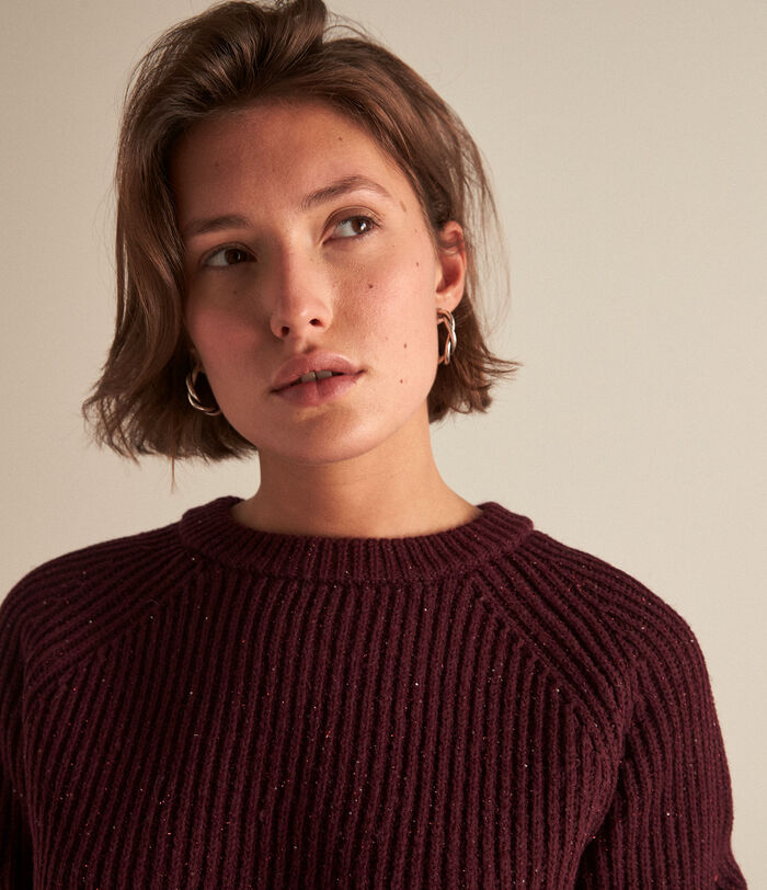 Barbara cropped burgundy knitted jumper PhotoZ | 1-2-3