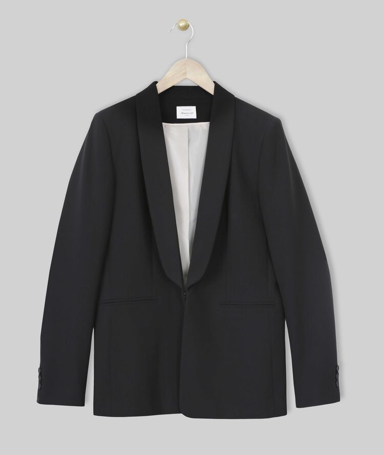 Stella black microfibre shawl collar jacket black.