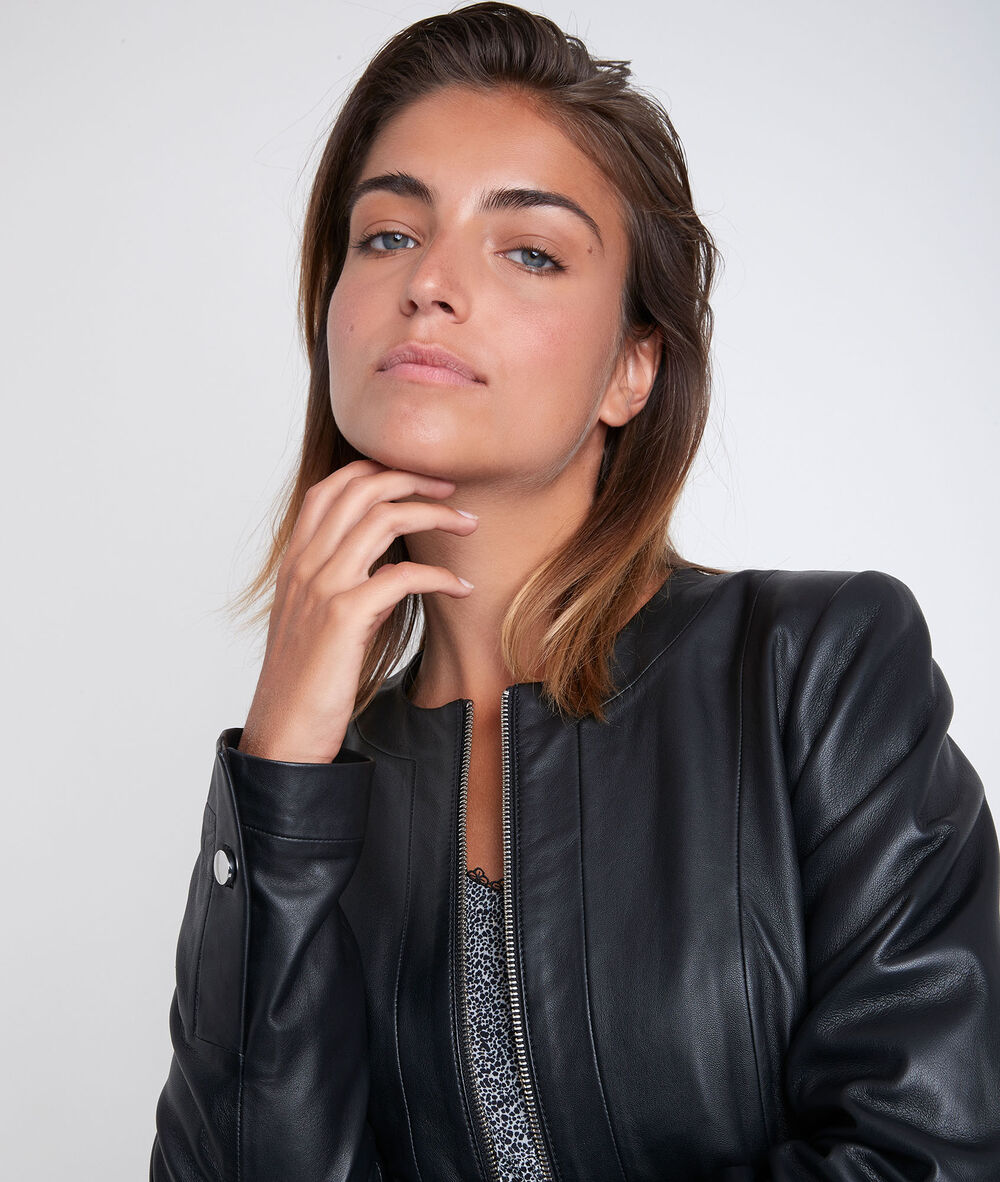 Livia black leather jacket black.