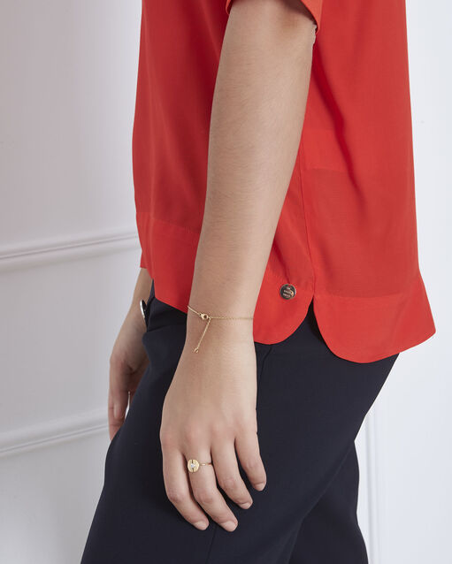 Virginie red v-neck flowing blouse geranium.