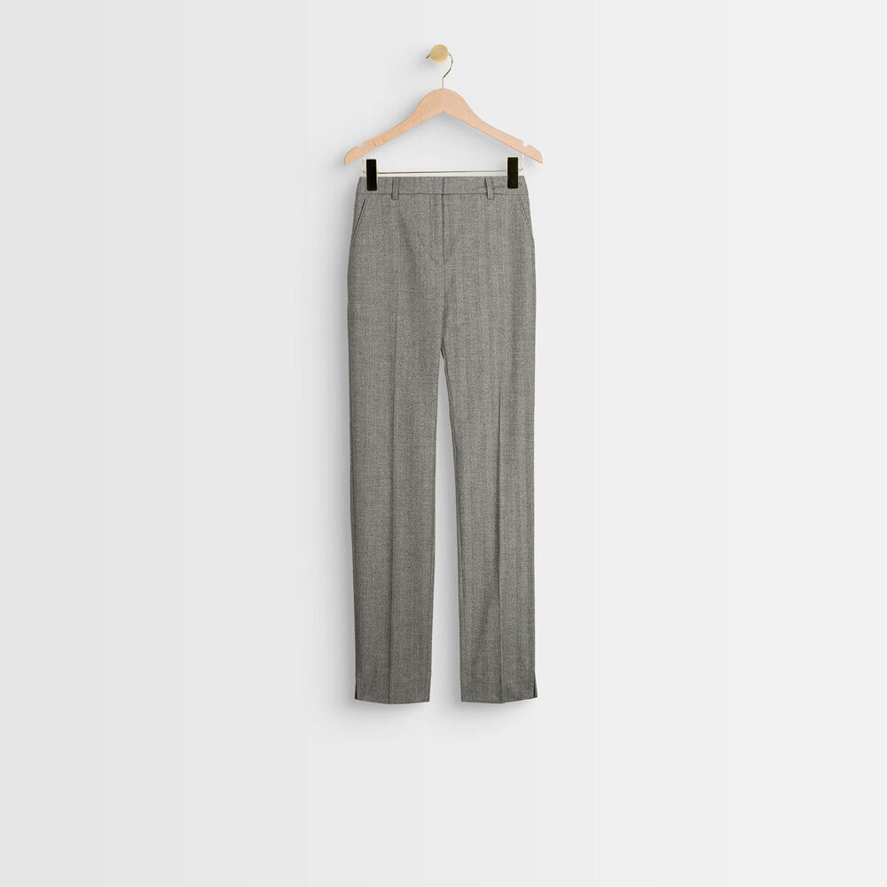 Min herringbone cigarette cut trousers gris perle.