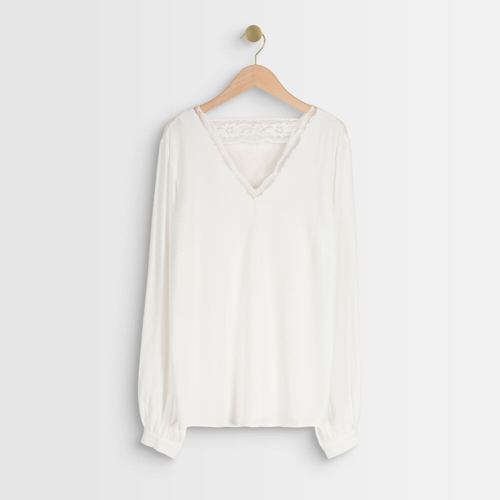 Will ecru lace dual-fabric top ecru.