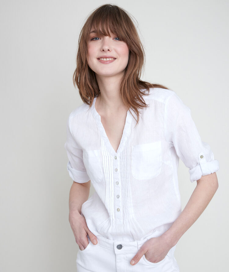 Roma white linen shirt white.