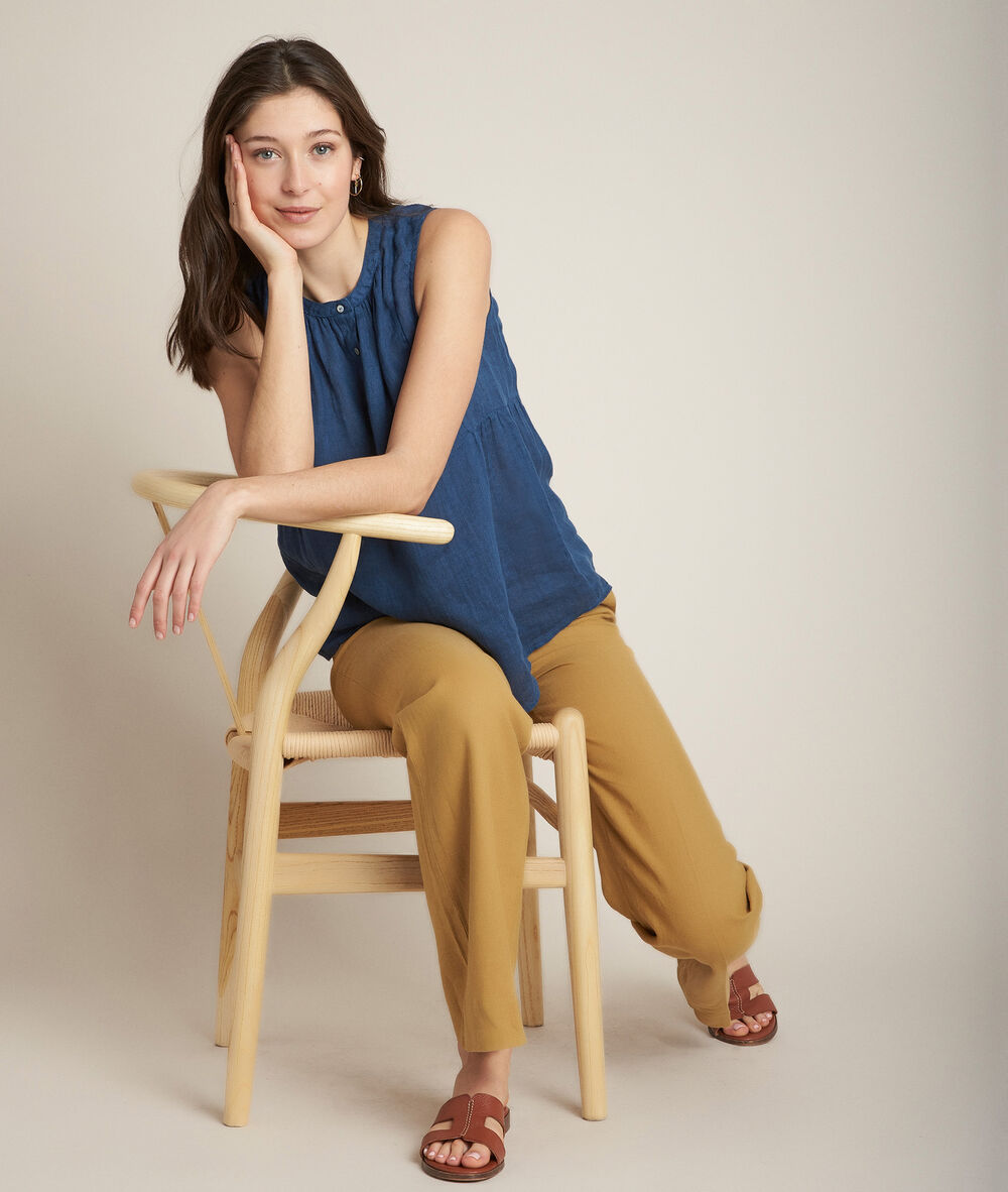 Eloane indigo linen top light duck egg blue.