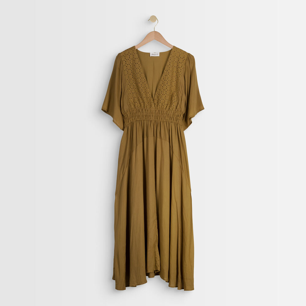 Lauretta embroidered bronze-coloured dress bronze.