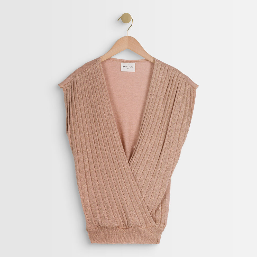 Angele pleated lurex knit top blush.