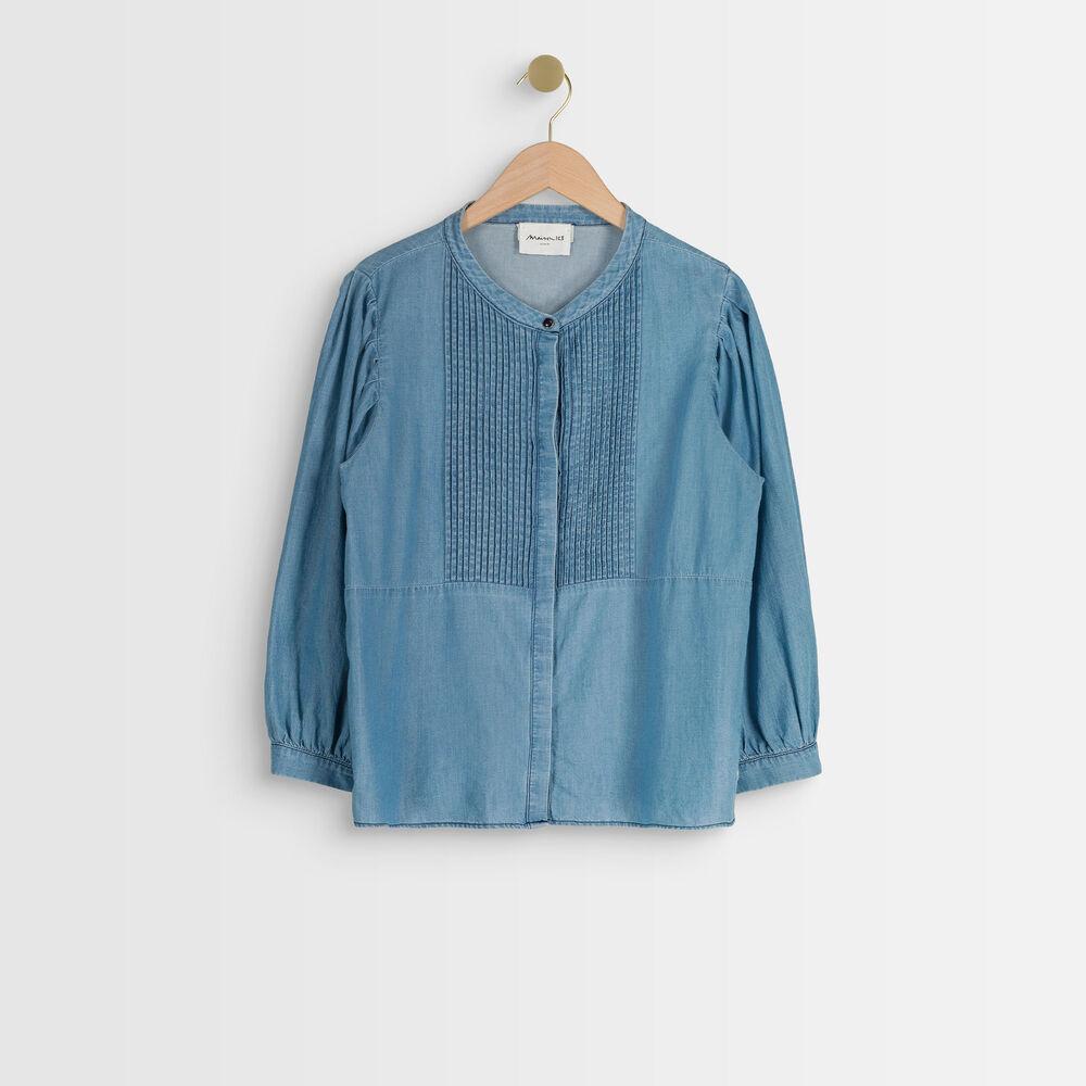 Tarika denim pleated blouse denim brut.