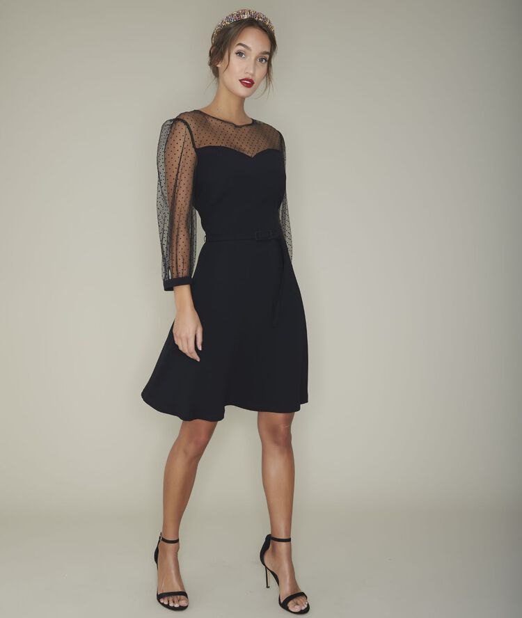 Rina tulle crepe dress black.