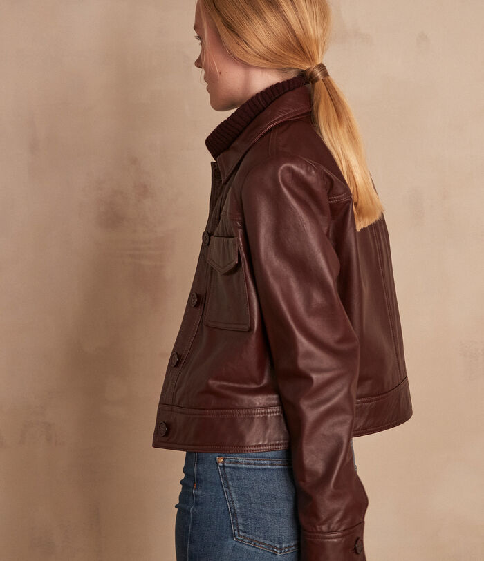 Donna short burgundy leather jacket PhotoZ | 1-2-3