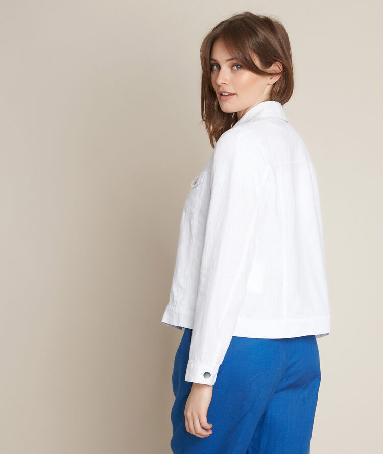 Clem white linen jacket white.