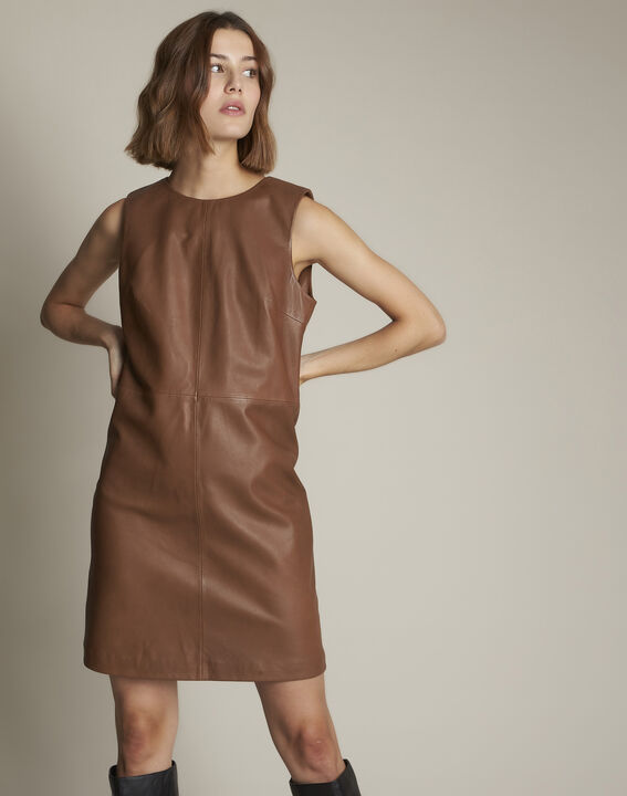 Izzie mahogany leather dress | 1-2-3 Izzie mahogany leather dress PhotoZ | 1-2-3